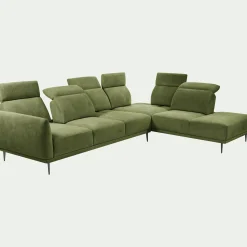 Canapé 5 Places|Canapé Fixe*alinea Canapé grand d'angle droit en tissu memphis avec fonction avance-recul - cèdre Vert