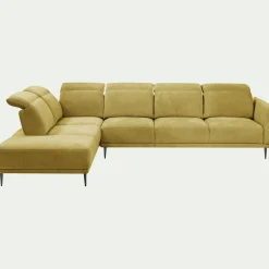 Canapé 5 Places|Canapé Fixe*alinea Canapé grand d'angle gauche en tissu memphis avec fonction avance-recul - argan Jaune