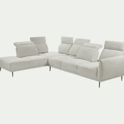 Canapé 5 Places|Canapé Fixe*alinea Canapé grand d'angle gauche en tissu memphis avec fonction avance-recul - roucas Beige
