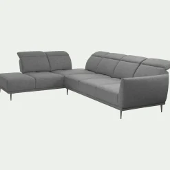 Canapé 5 Places|Canapé D'Angle*alinea Canapé grand d'angle gauche en tissu avec fonction avance-recul - restanque Gris