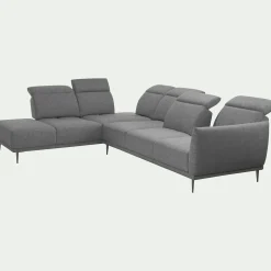 Canapé 5 Places|Canapé D'Angle*alinea Canapé grand d'angle gauche en tissu avec fonction avance-recul - restanque Gris