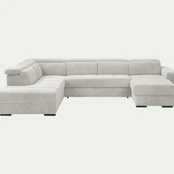 Canapé En Velours|Canapé 6 Places Et Plus*alinea Canapé panoramique convertible avec méridienne gauche en tissu castello - roucas Beige