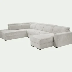 Canapé En Velours|Canapé 6 Places Et Plus*alinea Canapé panoramique convertible avec méridienne gauche en tissu castello - roucas Beige