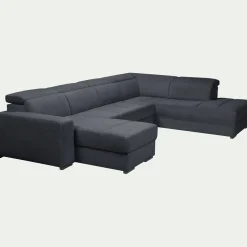 Canapé En Tissu|Canapé 6 Places Et Plus*alinea Canapé panoramique convertible avec méridienne gauche en tissu doux - calabrun Bleu