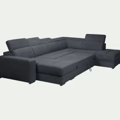 Canapé En Tissu|Canapé 6 Places Et Plus*alinea Canapé panoramique convertible avec méridienne gauche en tissu doux - calabrun Bleu