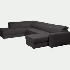 Canapé En Tissu|Canapé 6 Places Et Plus*alinea Canapé panoramique convertible avec méridienne droite en tissu doux - ardoise Gris