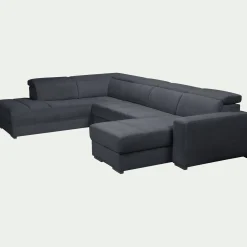 Canapé 6 Places Et Plus|Canapé 4 Places*alinea Canapé panoramique convertible avec méridienne droite en tissu doux - calabrun Bleu