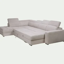 Canapé En Tissu|Canapé 6 Places Et Plus*alinea Canapé panoramique convertible avec méridienne droite en tissu doux - Beige