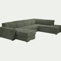 Canapé En Velours|Canapé 6 Places Et Plus*alinea Canapé panoramique conible avec méridienne droite en tissu castello - cèdre Vert