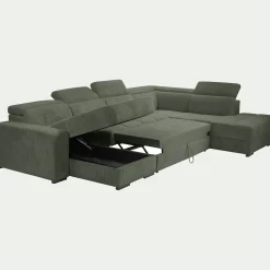 Canapé En Velours|Canapé 6 Places Et Plus*alinea Canapé panoramique conible avec méridienne droite en tissu castello - cèdre Vert