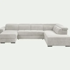 Canapé En Velours|Canapé 6 Places Et Plus*alinea Canapé panoramique convertible avec méridienne droite en tissu castello - roucas Beige