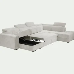 Canapé En Velours|Canapé 6 Places Et Plus*alinea Canapé panoramique convertible avec méridienne droite en tissu castello - roucas Beige