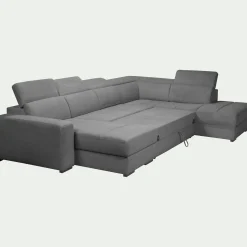 Canapé En Tissu|Canapé 6 Places Et Plus*alinea Canapé panoramique convertible avec méridienne gauche en tissu doux - Gris