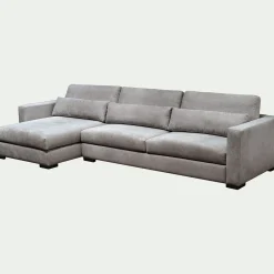 Canapé 4 Places|Canapé Fixe*alinea Canapé petit angle chaise longue gauche fixe en tissu Bloq - Gris