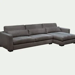 Canapé 4 Places|Canapé Fixe*alinea Canapé petit angle chaise longue droite fixe en tissu Bloq - anthracite Gris