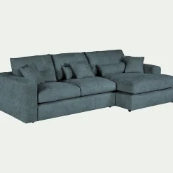 Canapé En Velours|Canapé 2 Places*alinea Canapé petit angle droit fixe en tissu chenille benjo - calaluna Bleu