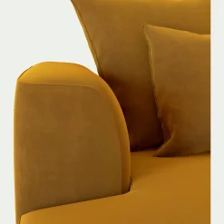 Canapé En Velours|Canapé D'Angle*alinea Canapé petit angle droit fixe en tissu velours - Jaune argan
