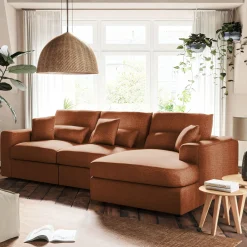 Canapé En Velours|Canapé 2 Places*alinea Canapé petit angle droit fixe en tissu chenille benjo - Brun rustrel