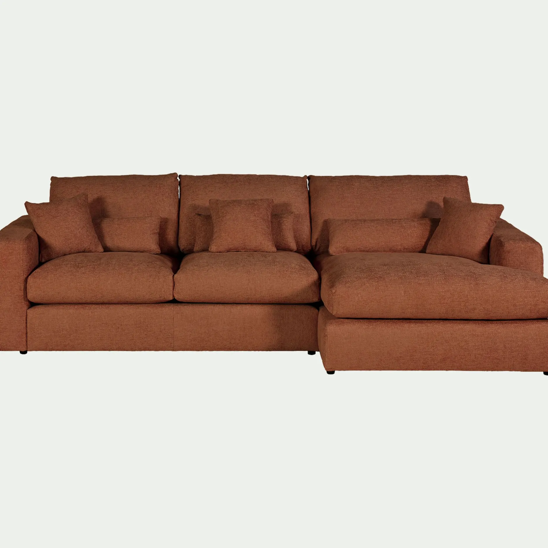 Canapé En Velours|Canapé 2 Places*alinea Canapé petit angle droit fixe en tissu chenille benjo - Brun rustrel