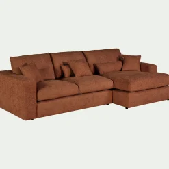 Canapé En Velours|Canapé 2 Places*alinea Canapé petit angle droit fixe en tissu chenille benjo - Brun rustrel