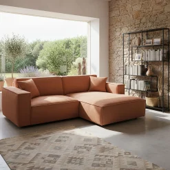 Canapé En Tissu|Canapé 2 Places*alinea Canapé petit angle droit fixe en tissu genesis - brun rustrel Marron