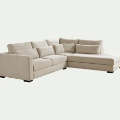 Canapé 4 Places|Canapé Fixe*alinea Canapé petit angle droit fixe avec méridienne en tissu doux - roucas Beige