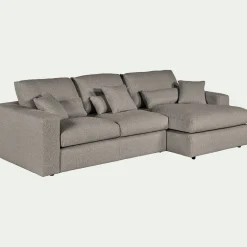 Canapé Fixe|Canapé D'Angle*alinea Canapé petit angle droit fixe en tissu bouclette - clair Gris