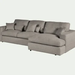 Canapé Fixe|Canapé D'Angle*alinea Canapé petit angle droit fixe en tissu bouclette - clair Gris
