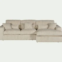 Canapé En Velours|Canapé 3 Places*alinea Canapé petit angle droit fixe en tissu côtelé bita - ventoux Blanc