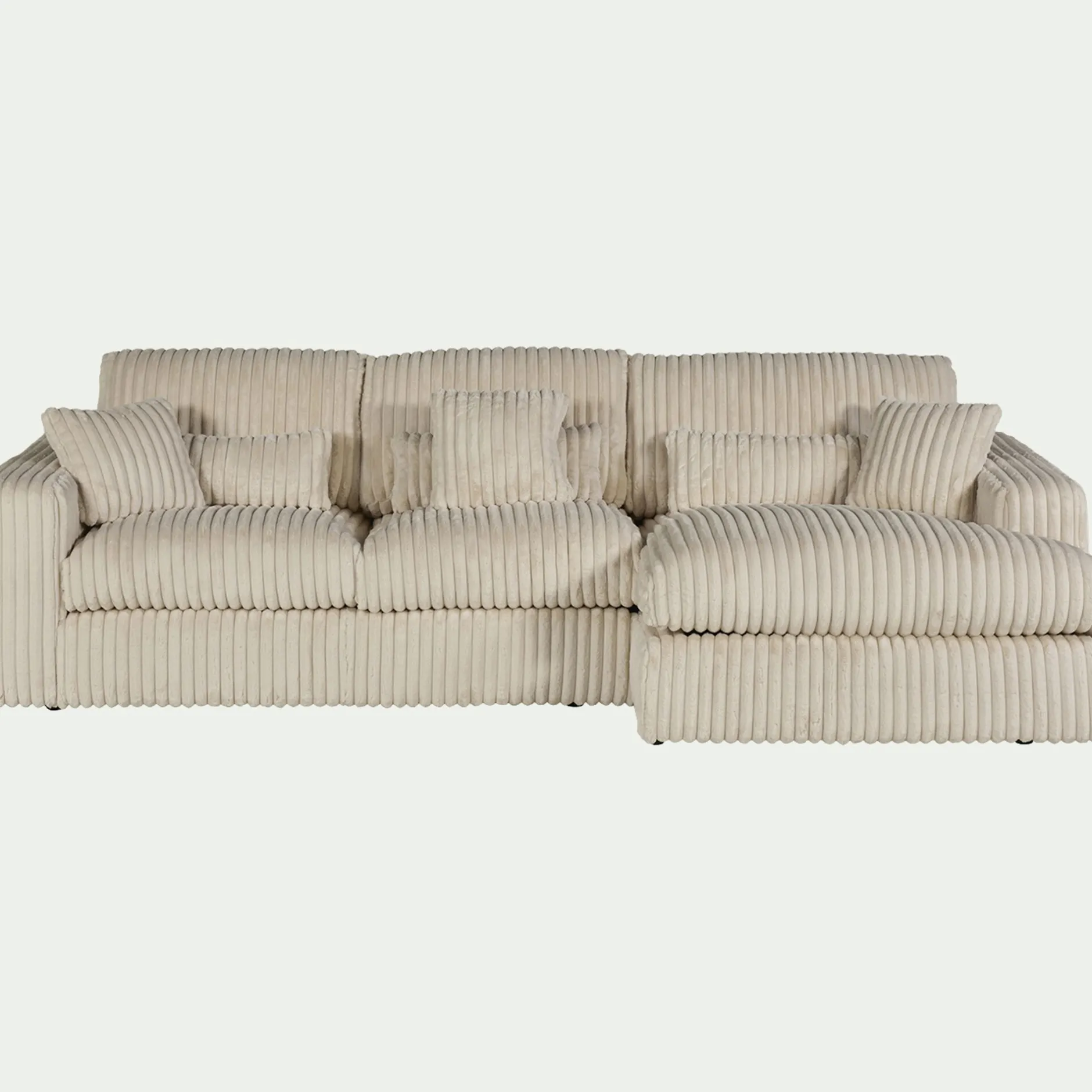 Canapé En Velours|Canapé 3 Places*alinea Canapé petit angle droit fixe en tissu côtelé bita - ventoux Blanc