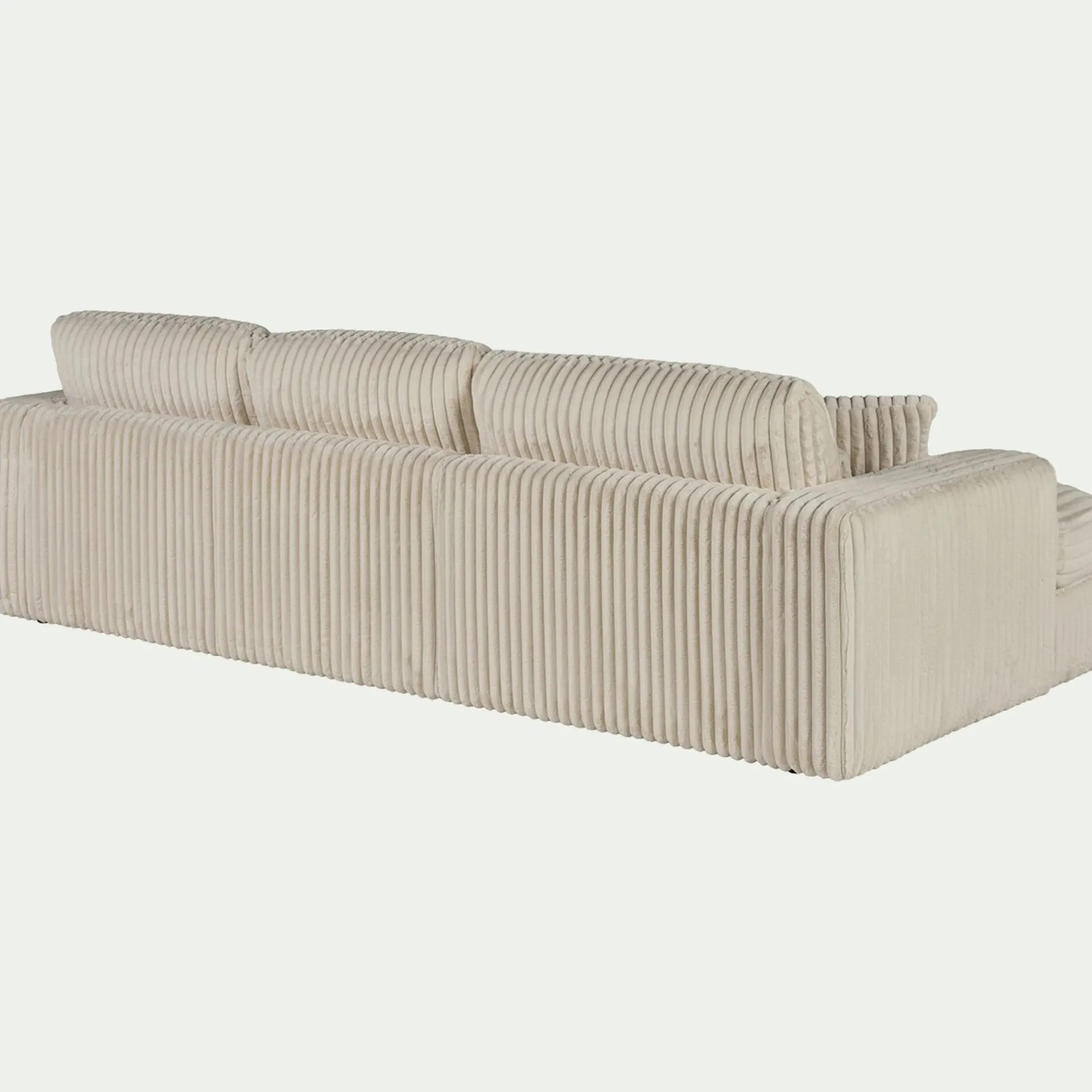 Canapé En Velours|Canapé 3 Places*alinea Canapé petit angle droit fixe en tissu côtelé bita - ventoux Blanc