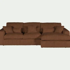 Canapé En Velours|Canapé 3 Places*alinea Canapé petit angle droit fixe en tissu côtelé bita - brun rustrel Marron