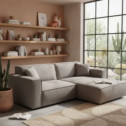 Canapé En Tissu|Canapé 2 Places*alinea Canapé petit angle droit fixe en tissu genesis - Gris