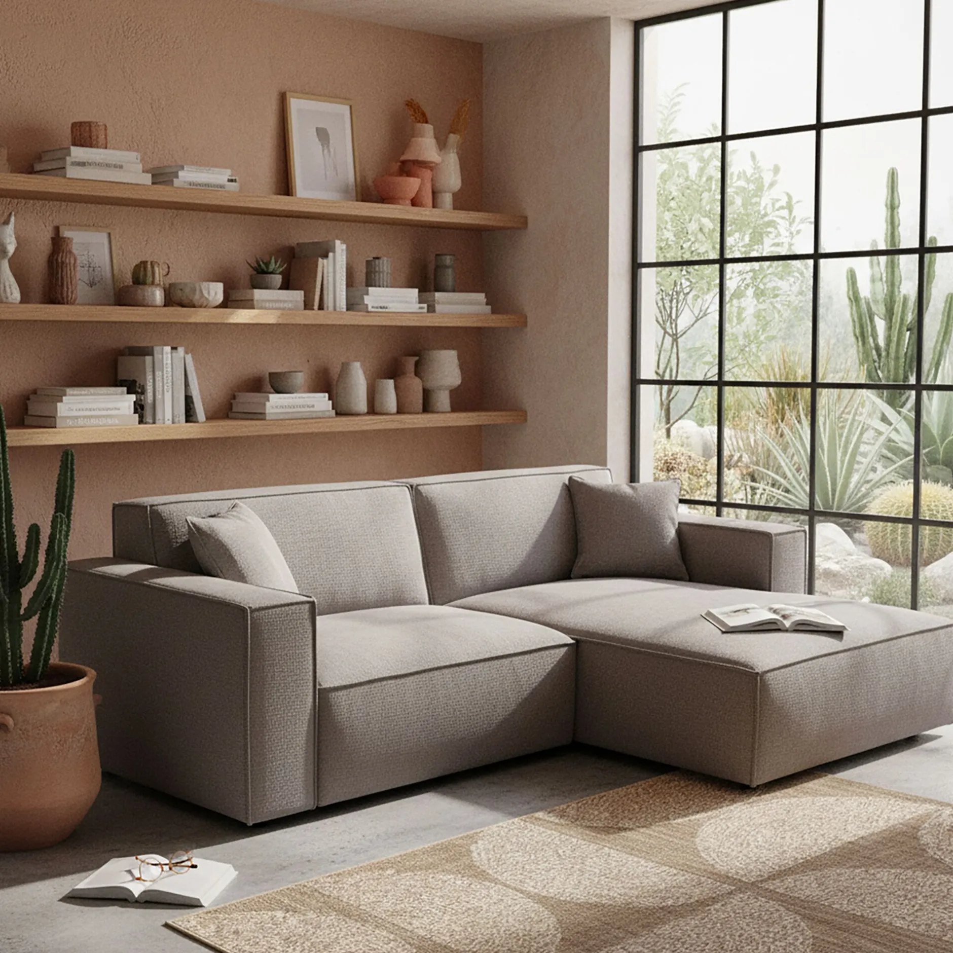 Canapé En Tissu|Canapé 2 Places*alinea Canapé petit angle droit fixe en tissu genesis - Gris