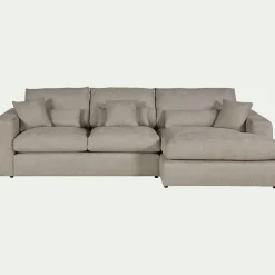 Canapé En Velours|Canapé 2 Places*alinea Canapé petit angle droit fixe en tissu chenille benjo - roucas Beige