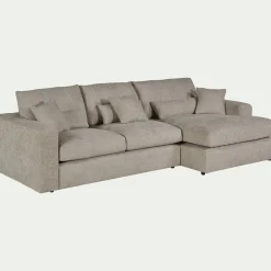 Canapé En Velours|Canapé 2 Places*alinea Canapé petit angle droit fixe en tissu chenille benjo - roucas Beige