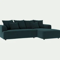 Canapé En Velours|Canapé D'Angle*alinea Canapé petit angle droit fixe en tissu velours - foncé Bleu