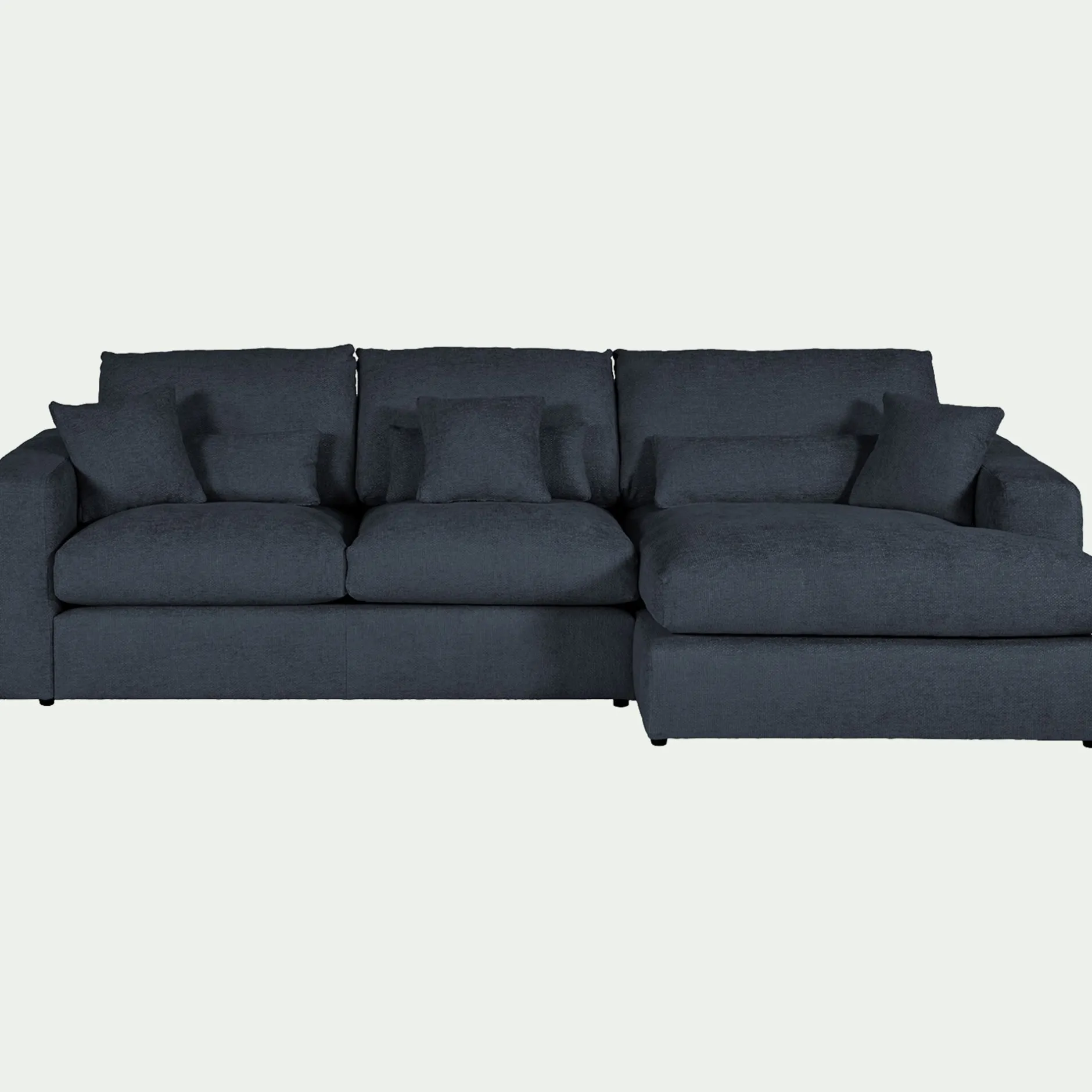 Canapé En Velours|Canapé 2 Places*alinea Canapé petit angle droit fixe en tissu chenille benjo - Bleu marine