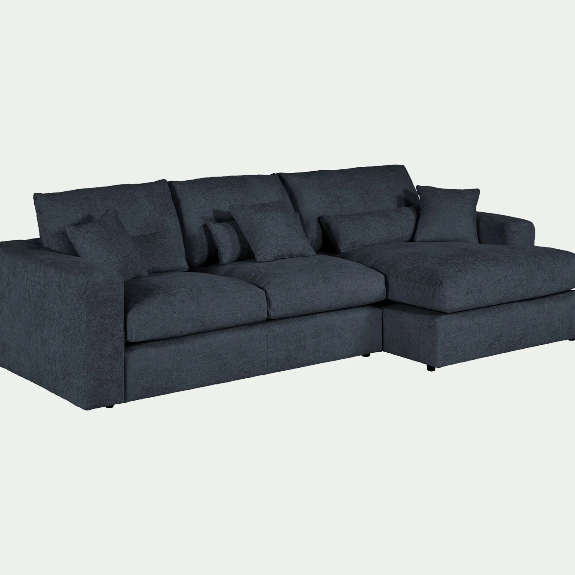 Canapé En Velours|Canapé 2 Places*alinea Canapé petit angle droit fixe en tissu chenille benjo - Bleu marine