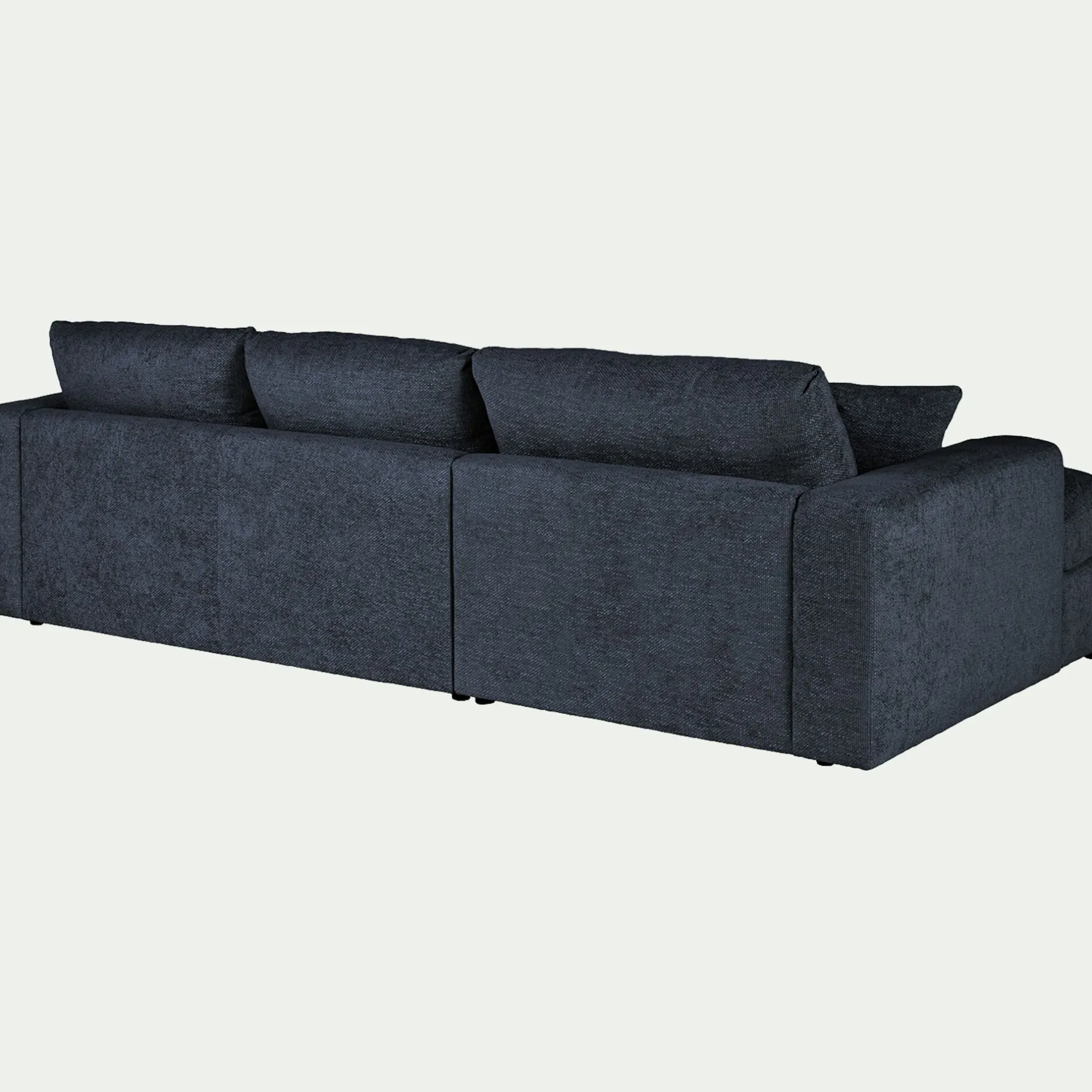 Canapé En Velours|Canapé 2 Places*alinea Canapé petit angle droit fixe en tissu chenille benjo - Bleu marine