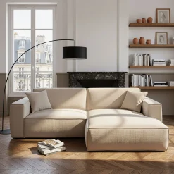 Canapé En Tissu|Canapé 2 Places*alinea Canapé petit angle droit fixe en tissu Genesis - Beige