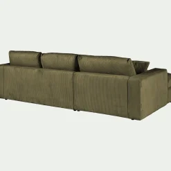 Canapé En Velours|Canapé 3 Places*alinea Canapé petit angle droit fixe en velours côtelé sastel - cèdre Vert
