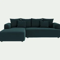 Canapé D'Angle|Canapé En Tissu*alinea Canapé petit angle gauche fixe en tissu velours - foncé Bleu