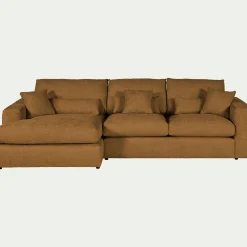 Canapé Fixe|Canapé D'Angle*alinea Canapé petit angle gauche fixe en tissu chenille benjo - argan Jaune