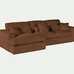Canapé Fixe|Canapé D'Angle*alinea Canapé petit angle gauche fixe en tissu côtelé bita - brun rustrel Marron