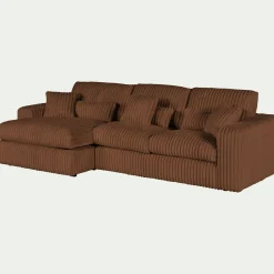 Canapé Fixe|Canapé D'Angle*alinea Canapé petit angle gauche fixe en tissu côtelé bita - brun rustrel Marron