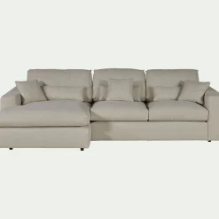 Canapé En Tissu|Canapé 3 Places*alinea Canapé petit angle gauche fixe en tissu bouclette - écru Blanc