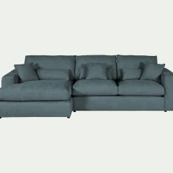 Canapé En Tissu|Canapé 3 Places*alinea Canapé petit angle gauche fixe en tissu chenille benjo - calaluna Bleu