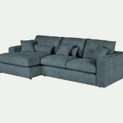 Canapé En Tissu|Canapé 3 Places*alinea Canapé petit angle gauche fixe en tissu chenille benjo - calaluna Bleu
