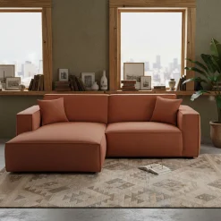 Canapé En Tissu|Canapé 2 Places*alinea Canapé petit angle gauche fixe en tissu genesis - brun rustrel Marron